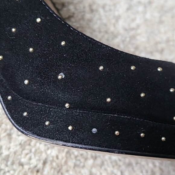 L.K. Bennett Clare Gold Studded Black Suede Pumps - Picture 9 of 13
